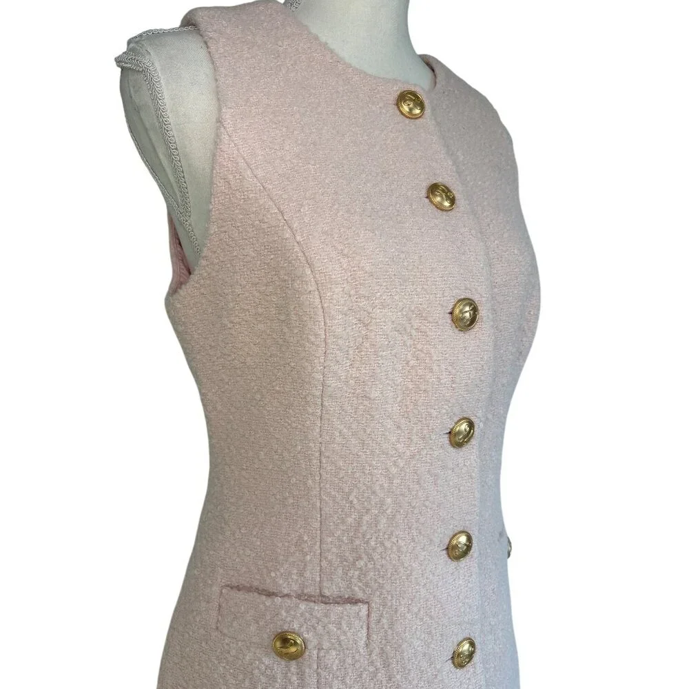 L'Academie by Marianna Dapheen Mini Dress in Light Pink Medium New Womens Tweed - Picture 6 of 11